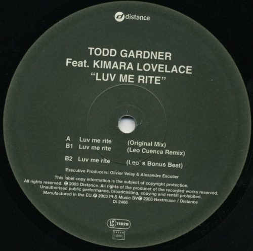 Soulful house mestermunka – Todd Gardner & Kimara Lovelace – Luv Me Rite 12" vinyl