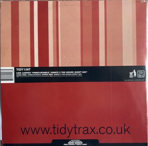 Lisa Lashes – Unbelievable / Dance 2 The House 12" vinyl, Tidy Trax 2000
