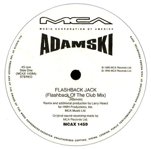 Adamski – Flashback Jack 12" vinyl remix maxi, 1990, deep house UK