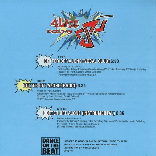 Alice Deejay Better Off Alone trance 12" vinyl maxi lemez