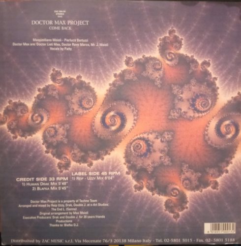 Doctor Max Project – Come Back (1995) olasz italodance bakelit maxi, VG+ állapotban