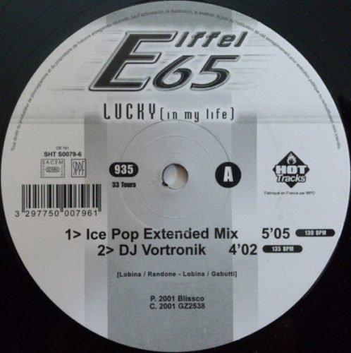 Eiffel 65 – Lucky (In My Life) (2001) italodance vinyl maxi, VG+/VG állapotban - Bakelit Records
