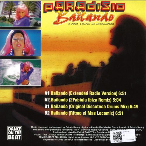 Paradisio – Bailando (2023, Pink Vinyl) Dance On The Beat eurodance maxi - Bakelit Records
