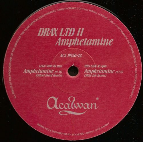 Drax Ltd II – Amphetamine (1998, Germany) Acalwan techno vinyl remix edition - Bakelit Records