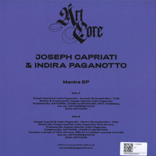 Joseph Capriati Indira Paganotto Mantra EP ARTCOREWAX010 yellow techno vinyl
