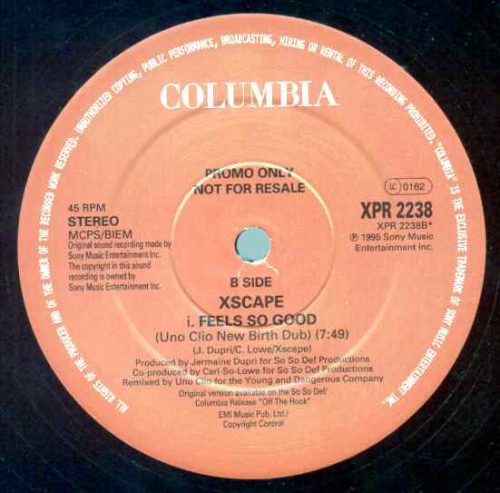 Xscape – Feels So Good 12" promo vinyl, Columbia XPR 2238, Uno Clio remix, house 1995 UK