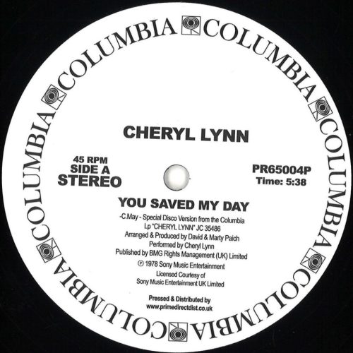 Cheryl Lynn – You Saved My Day / Got To Be Real – Columbia PR65004P Record Store Day 12" vinyl