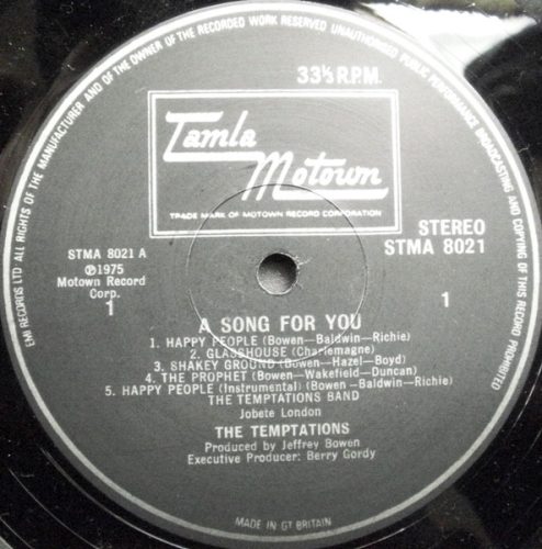 The Temptations ‎– A Song For You (Használt Vinyl)