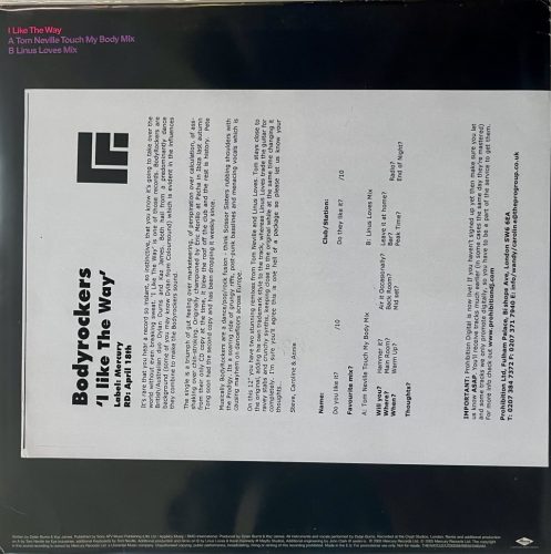 BodyRockers – I Like The Way (2005) UK promo electro house vinyl, EX/VG+ állapotban