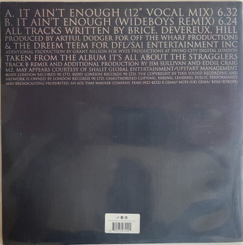 Dreem Teem Vs Artful Dodger Featuring MZ May & MC Alistair ‎– It Ain't Enough (Használt Vinyl)