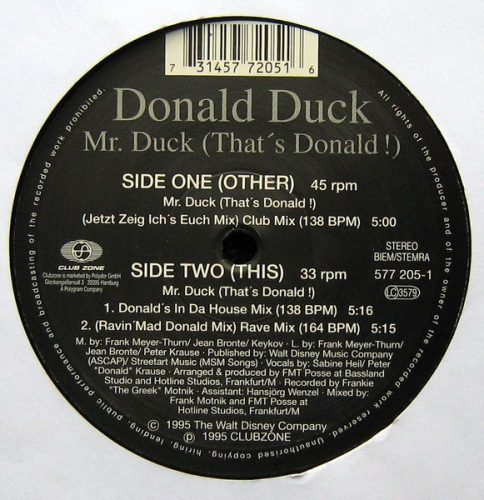 Donald Duck – Mr. Duck (That's Donald!) euro house 12" vinyl