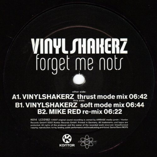 Vinylshakerz – Forget Me Nots (2007) német house bakelit maxi, VG+ állapotban
