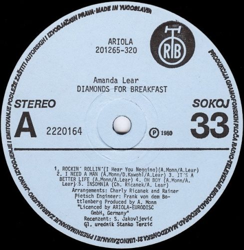 Amanda Lear ‎– Diamonds For Breakfast (Használt Vinyl)