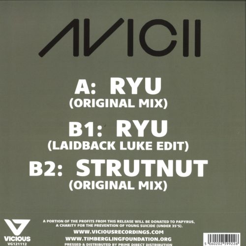 Avicii – Ryu / Strutnut 12" white vinyl, RSD 2025 limited edition, Laidback Luke remix, Vicious Grooves VG121112