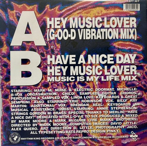 S’Xpress – Hey Music Lover (1989, UK) Rhythm King acid house vinyl maxi - Bakelit Records